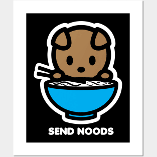 Dog Puppy Send Noods Food Noodles Pho Ramen Funny Animal Posters and Art